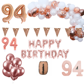 94 jaar Verjaardag Versiering Pakket Rosé goud XL