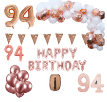 94 jaar Verjaardag Versiering Pakket Rosé goud XL