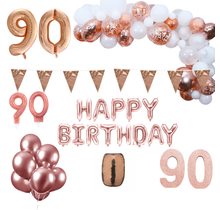 90 jaar Verjaardag Versiering Pakket Rosé goud XL