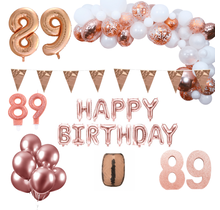 89 jaar Verjaardag Versiering Pakket Rosé goud XL