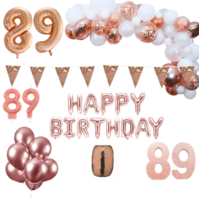 89 jaar Verjaardag Versiering Pakket Rosé goud XL 89 jaar Verjaardag Versiering Pakket Rosé goud XL