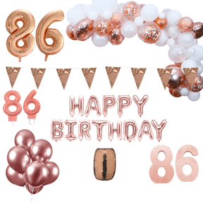 86 jaar Verjaardag Versiering Pakket Rosé goud XL