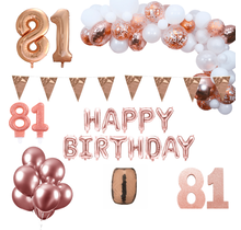 81 jaar Verjaardag Versiering Pakket Rosé goud XL
