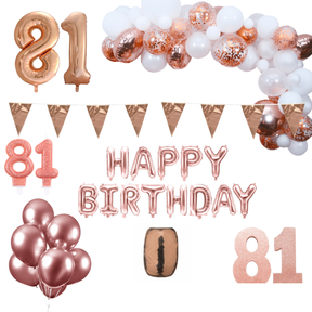 81 jaar Verjaardag Versiering Pakket Rosé goud XL
