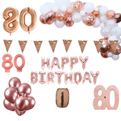 80 jaar Verjaardag Versiering Pakket Rosé goud XL