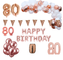 80 jaar Verjaardag Versiering Pakket Rosé goud XL