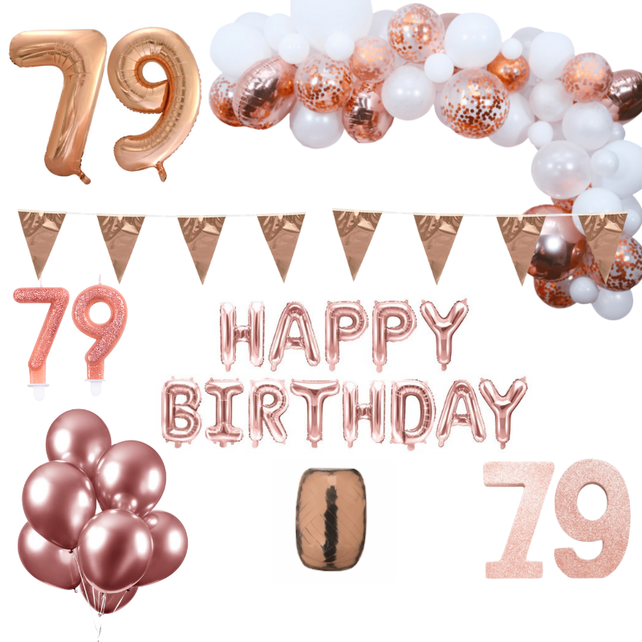 79 jaar Verjaardag Versiering Pakket Rosé goud XL 79 jaar Verjaardag Versiering Pakket Rosé goud XL