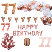 77 jaar Verjaardag Versiering Pakket Rosé goud XL