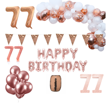 77 jaar Verjaardag Versiering Pakket Rosé goud XL