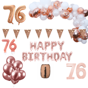 76 jaar Verjaardag Versiering Pakket Rosé goud XL