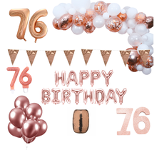 76 jaar Verjaardag Versiering Pakket Rosé goud XL