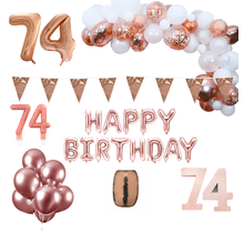 74 jaar Verjaardag Versiering Pakket Rosé goud XL