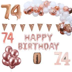 74 jaar Verjaardag Versiering Pakket Rosé goud XL
