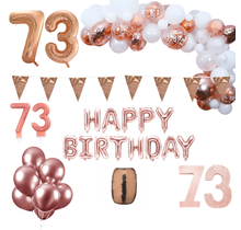 73 jaar Verjaardag Versiering Pakket Rosé goud XL