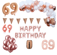69 jaar Verjaardag Versiering Pakket Rosé goud XL