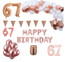 67 jaar Verjaardag Versiering Pakket Rosé goud XL