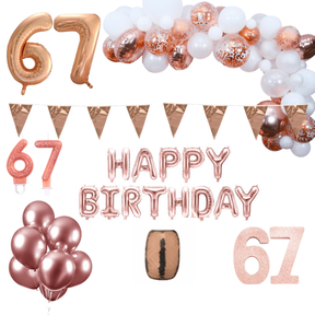 67 jaar Verjaardag Versiering Pakket Rosé goud XL