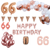 66 jaar Verjaardag Versiering Pakket Rosé goud XL