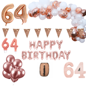64 jaar Verjaardag Versiering Pakket Rosé goud XL