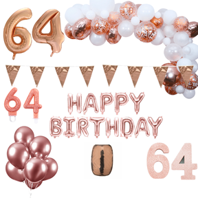 64 jaar Verjaardag Versiering Pakket Rosé goud XL