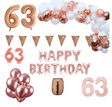 63 jaar Verjaardag Versiering Pakket Rosé goud XL