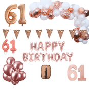 61 jaar Verjaardag Versiering Pakket Rosé goud XL