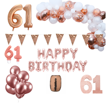 61 jaar Verjaardag Versiering Pakket Rosé goud XL