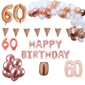 60 jaar Verjaardag Versiering Pakket Rosé goud XL