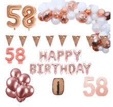 58 jaar Verjaardag Versiering Pakket Rosé goud XL