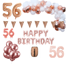 56 jaar Verjaardag Versiering Pakket Rosé goud XL