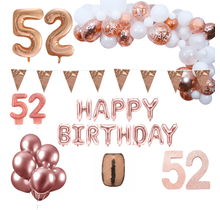 52 jaar Verjaardag Versiering Pakket Rosé goud XL