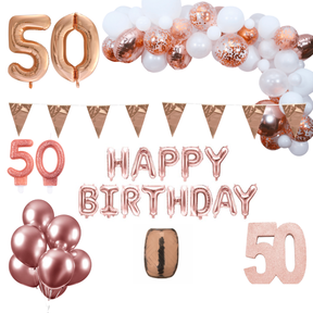 50 jaar Verjaardag Versiering Pakket Rosé goud XL