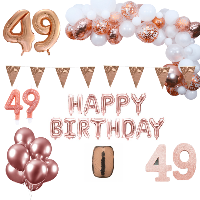 49 jaar Verjaardag Versiering Pakket Rosé goud XL