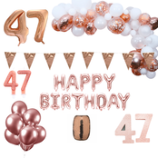 47 jaar Verjaardag Versiering Pakket Rosé goud XL