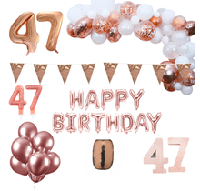 47 jaar Verjaardag Versiering Pakket Rosé goud XL