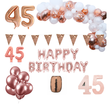 45 jaar Verjaardag Versiering Pakket Rosé goud XL