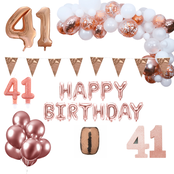 41 jaar Verjaardag Versiering Pakket Rosé goud XL