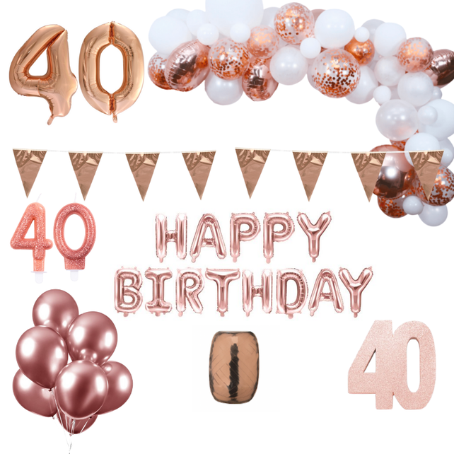 40 jaar Verjaardag Versiering Pakket Rosé goud XL 40 jaar Verjaardag Versiering Pakket Rosé goud XL
