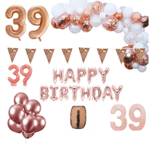 39 jaar Verjaardag Versiering Pakket Rosé goud XL