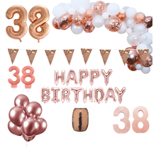 38 jaar Verjaardag Versiering Pakket Rosé goud XL