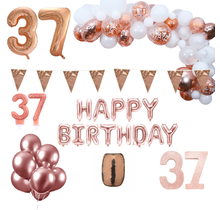 37 jaar Verjaardag Versiering Pakket Rosé goud XL