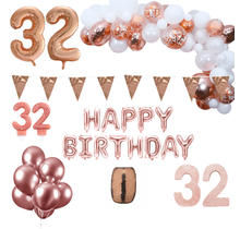 32 jaar Verjaardag Versiering Pakket Rosé goud XL
