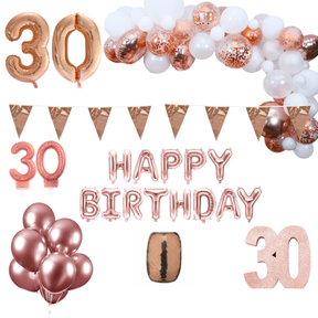 30 jaar Verjaardag Versiering Pakket Rosé goud XL