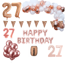 27 jaar Verjaardag Versiering Pakket Rosé goud XL