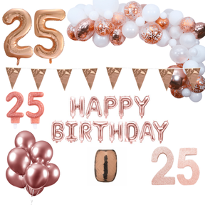 25 jaar Verjaardag Versiering Pakket Rosé goud XL
