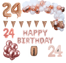 24 jaar Verjaardag Versiering Pakket Rosé goud XL