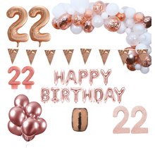 22 jaar Verjaardag Versiering Pakket Rosé goud XL