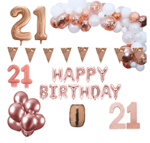 21 jaar Verjaardag Versiering Pakket Rosé goud XL