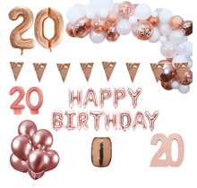 20 jaar Verjaardag Versiering Pakket Rosé goud XL