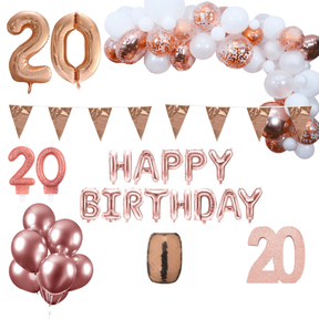 20 jaar Verjaardag Versiering Pakket Rosé goud XL
